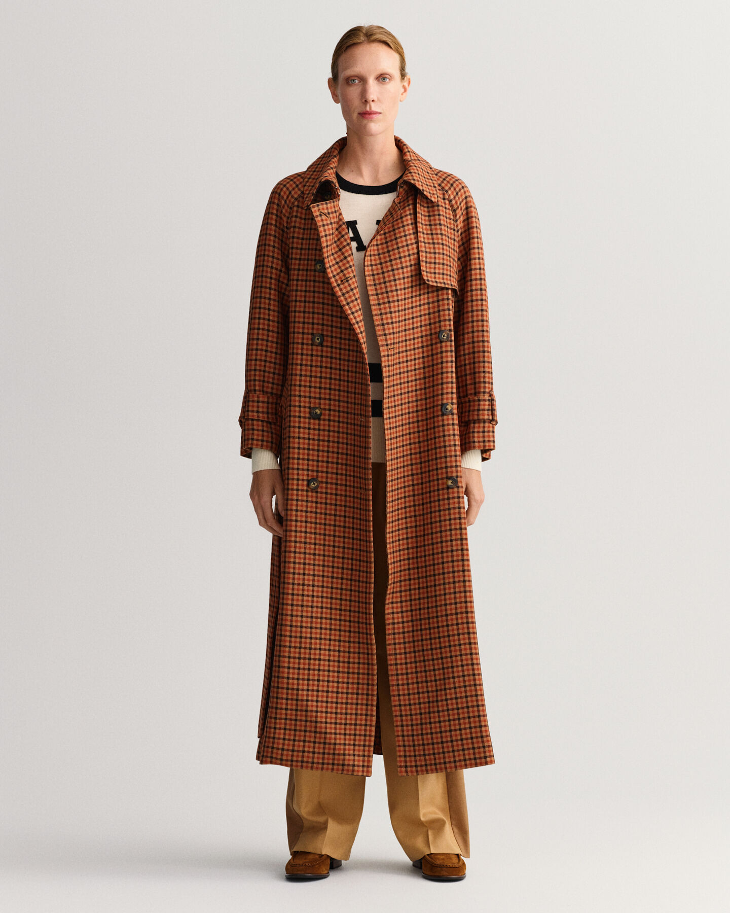 Geruite trenchcoat