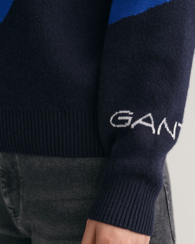 Teens Alpine jacquard trui met ronde hals