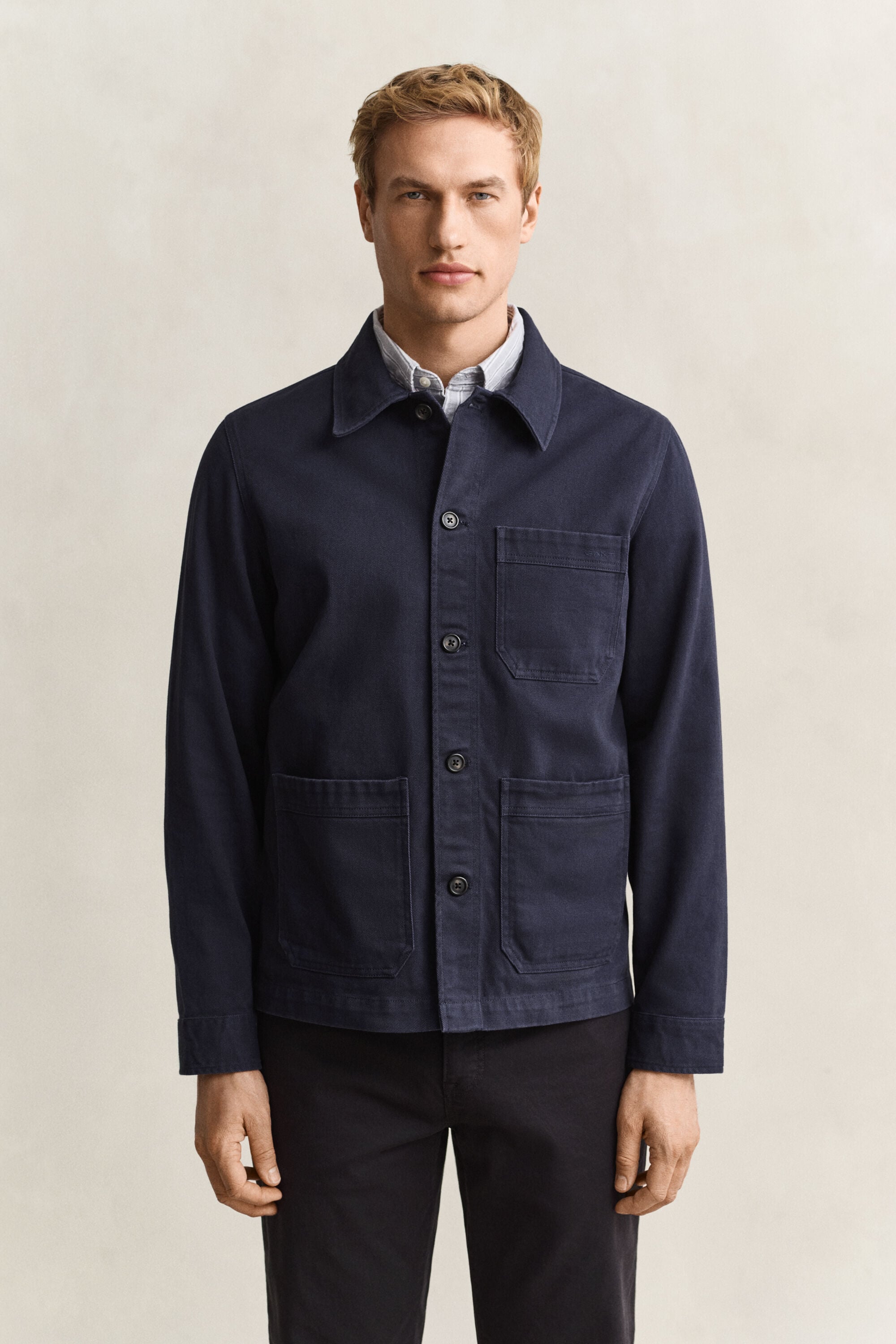 Overshirt van geborstelde keper