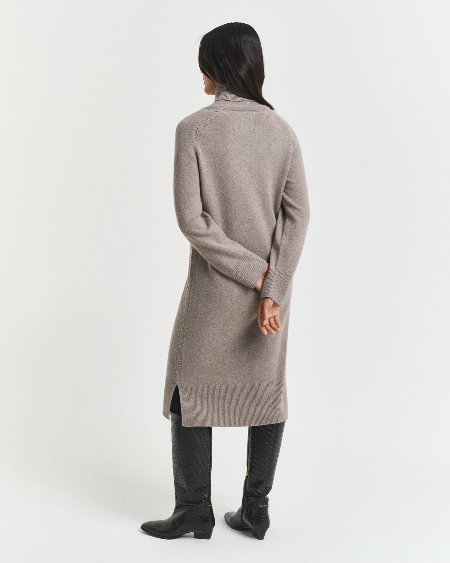 Jurk met col en gebreid detail