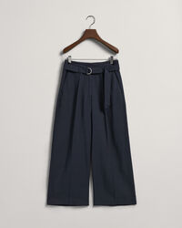 Cropped broek met wijde pijpen en ceintuur