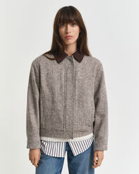 Wollen jas met contrasterende kraag