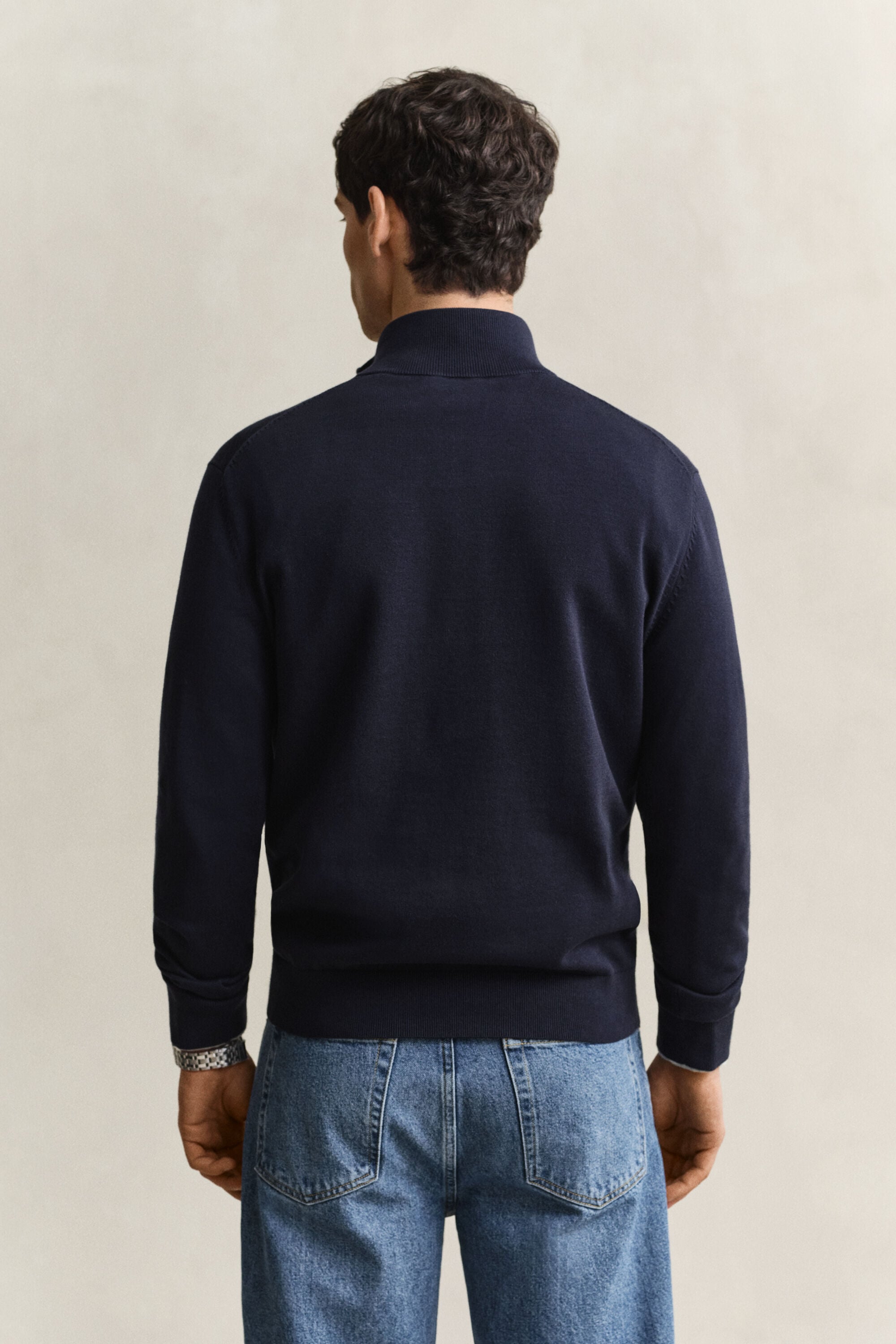 Klassieke sweater van katoen met korte rits