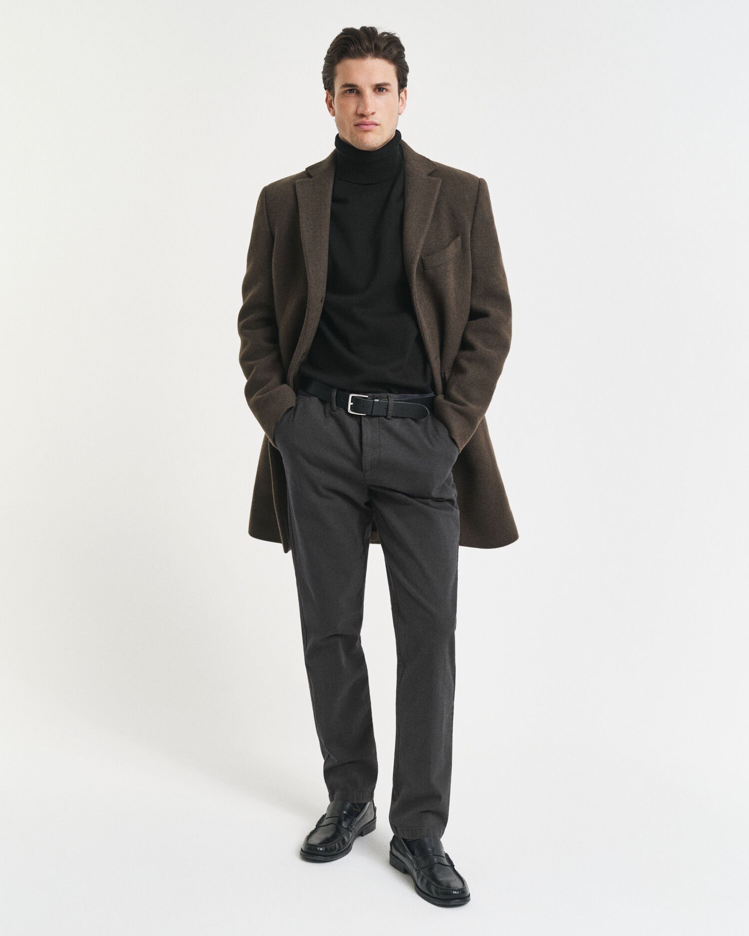 Slim Fit katoenen broek met visgraatmotief