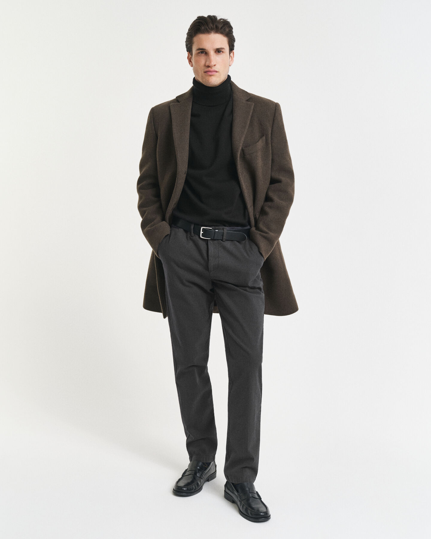 Slim Fit katoenen broek met visgraatmotief