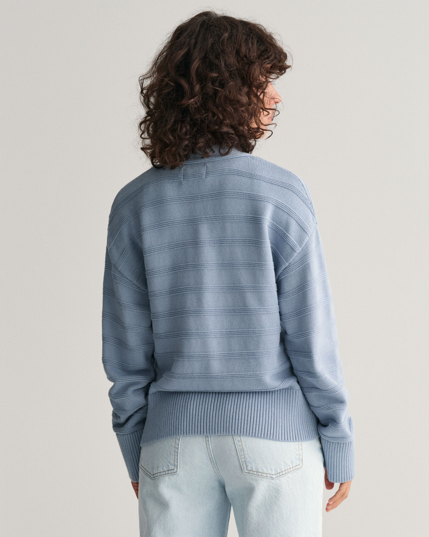 Ton sur ton gestreept vest van katoen