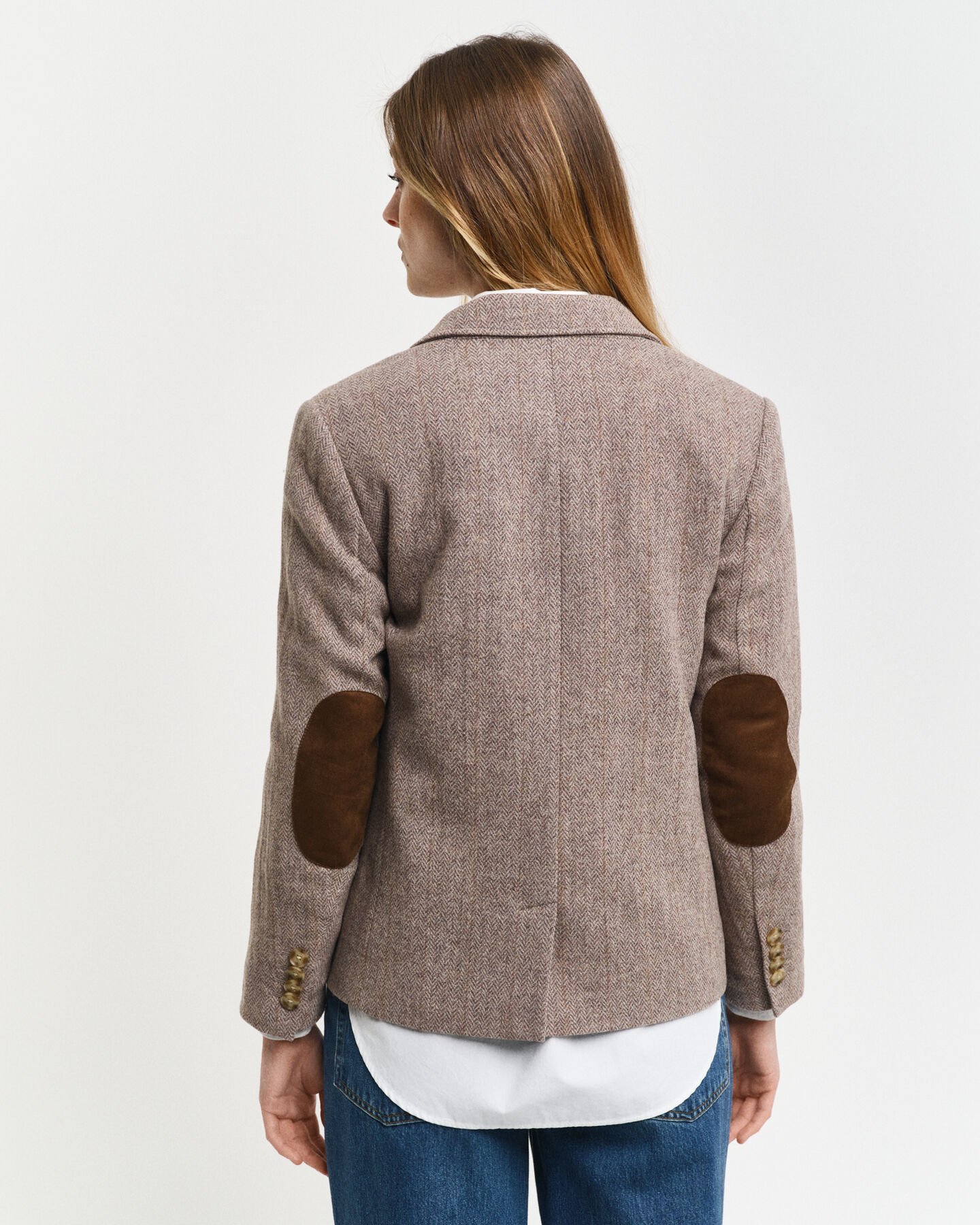 Regular Fit kortere blazer met visgraatmotief