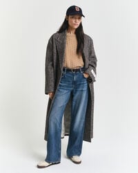 Gebreide kabeltrui met ronde hals van kasjmier