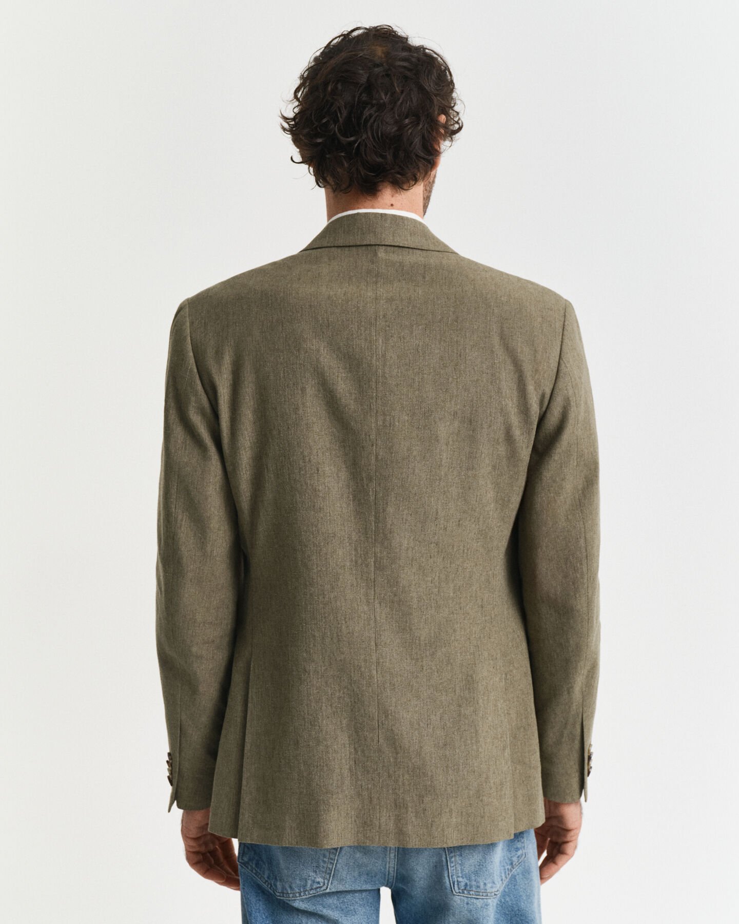 Slim Fit kostuumjasje van katoen en linnen