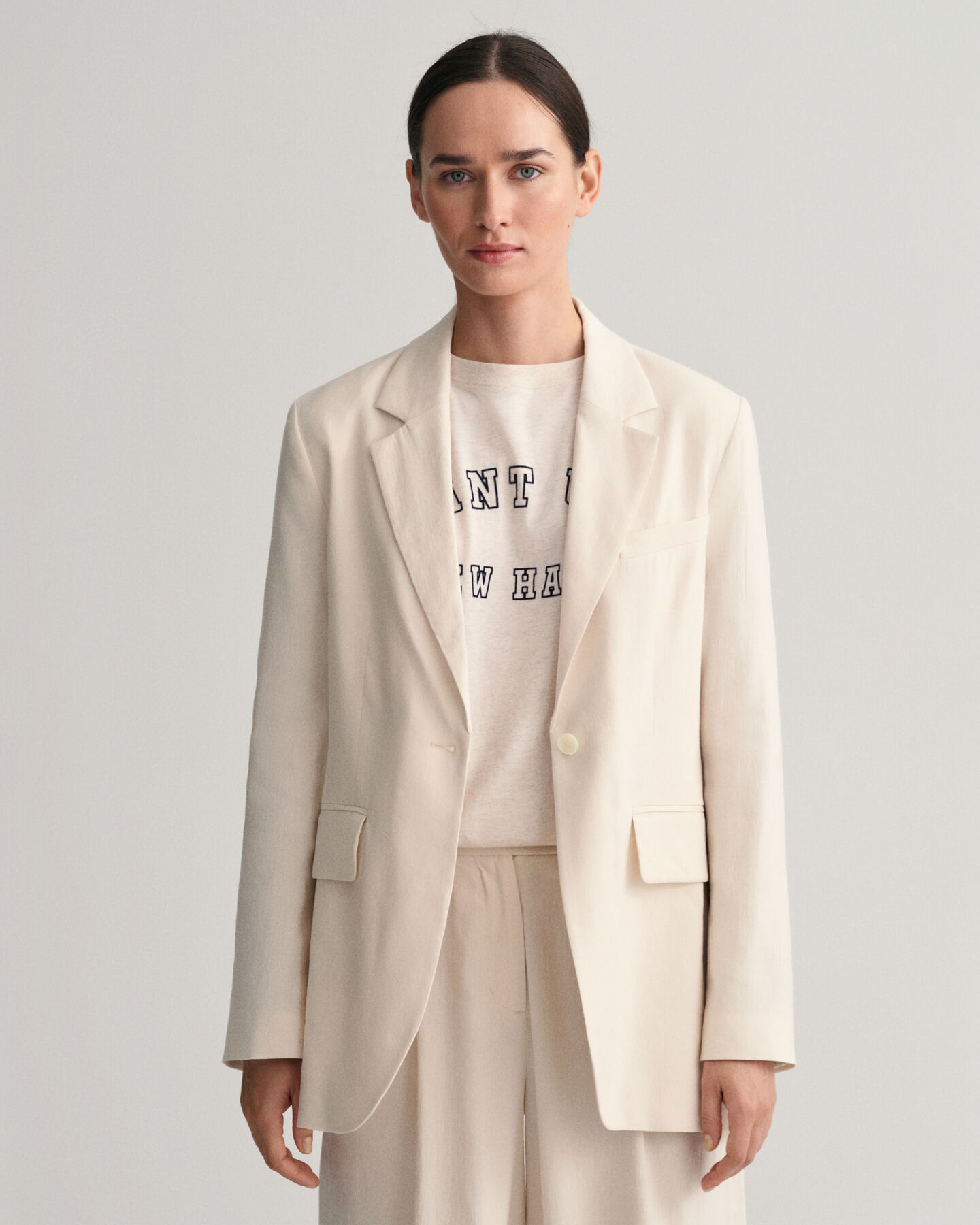 Regular Fit blazer van linnen met stretch