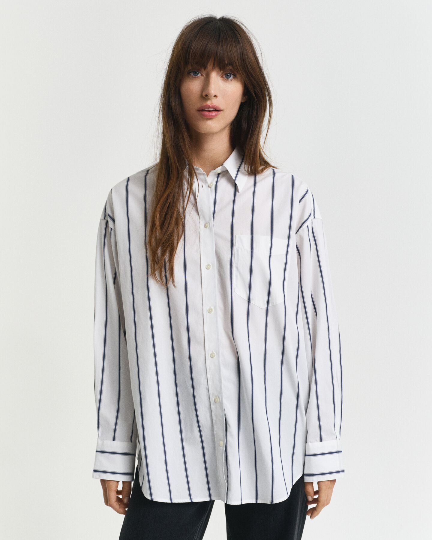 Oversized Classic gestreept overhemd van poplin