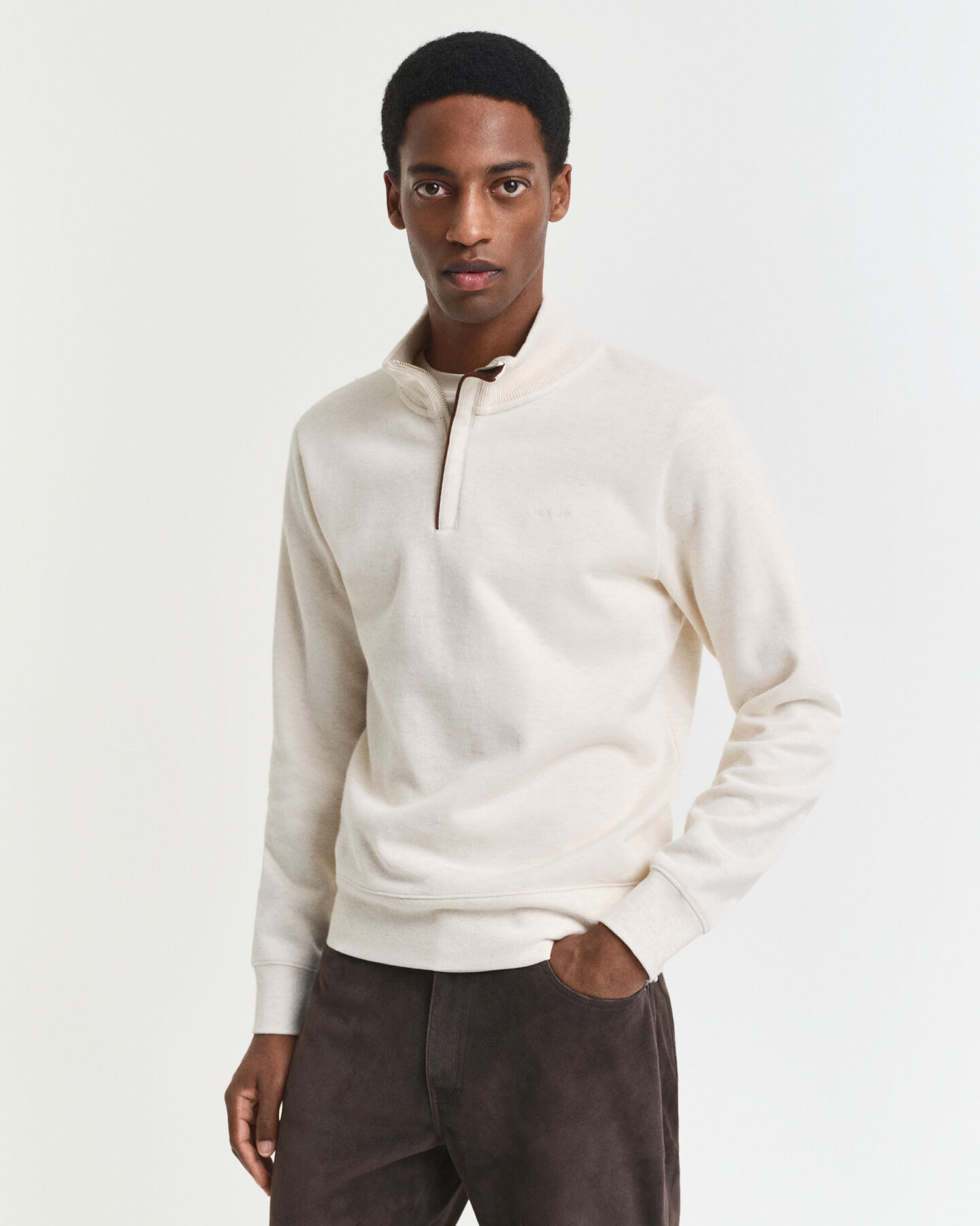 Sacker Rib sweatshirt met korte rits