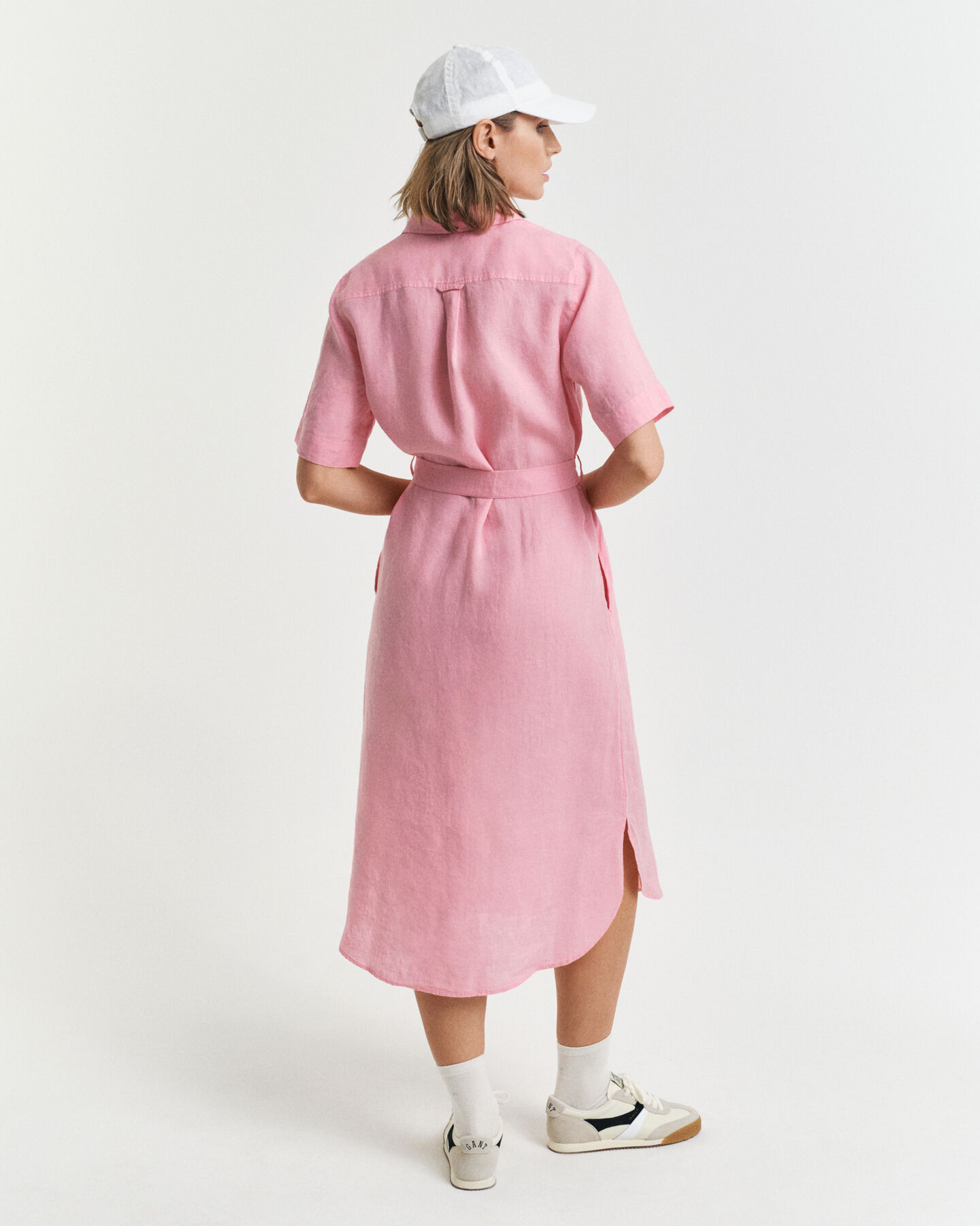 Linnen overhemdjurk met korte mouwen