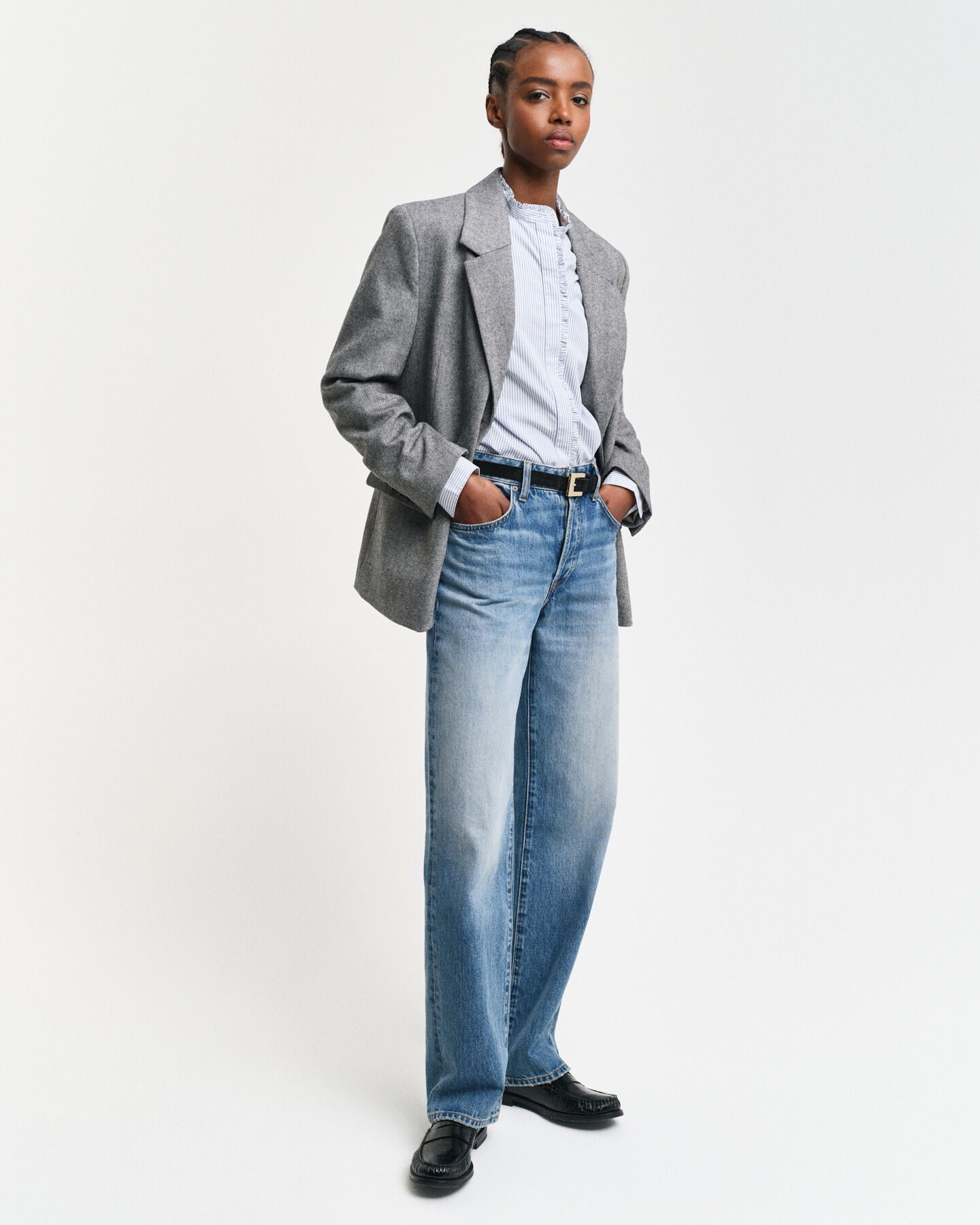 Regular Fit overhemd met strepen en ruche