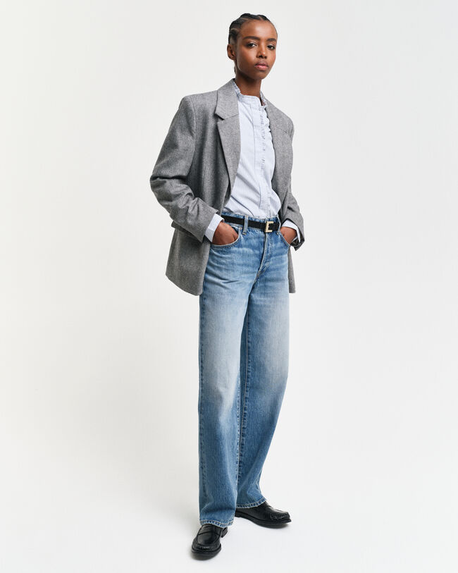 Regular Fit overhemd met strepen en ruche