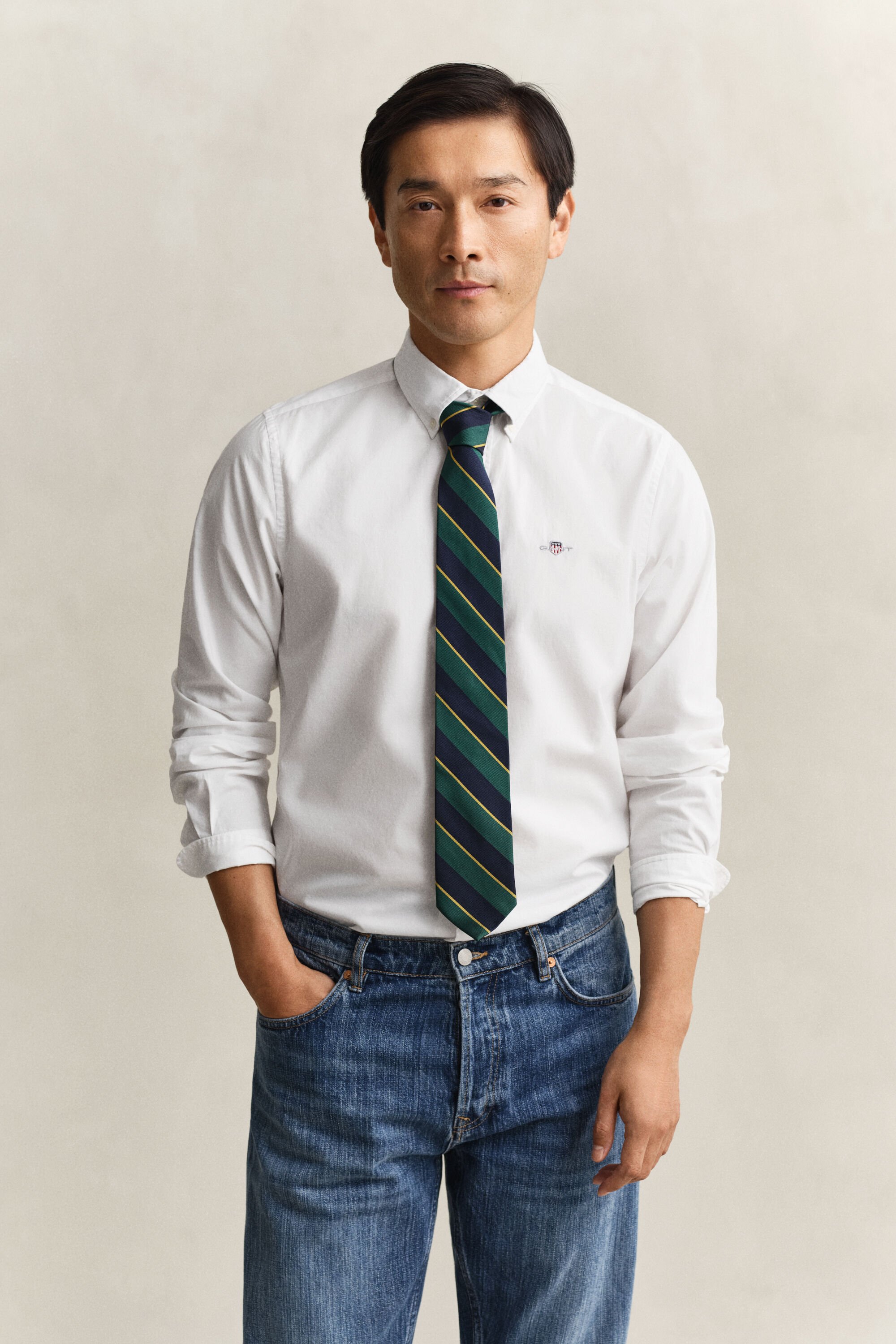 Slim Fit Classic overoverhemd van poplin