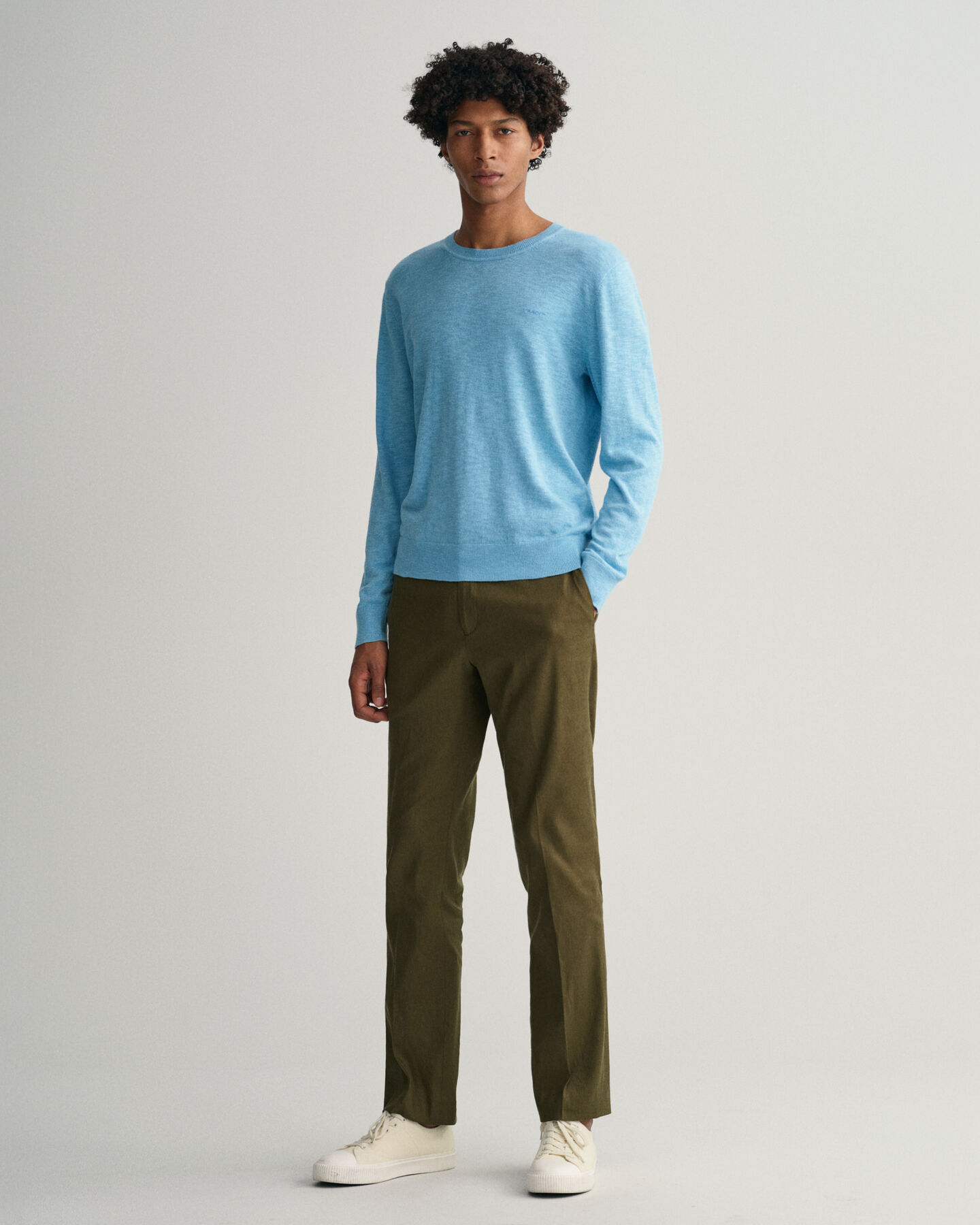 Sweater met ronde hals van katoen en linnen