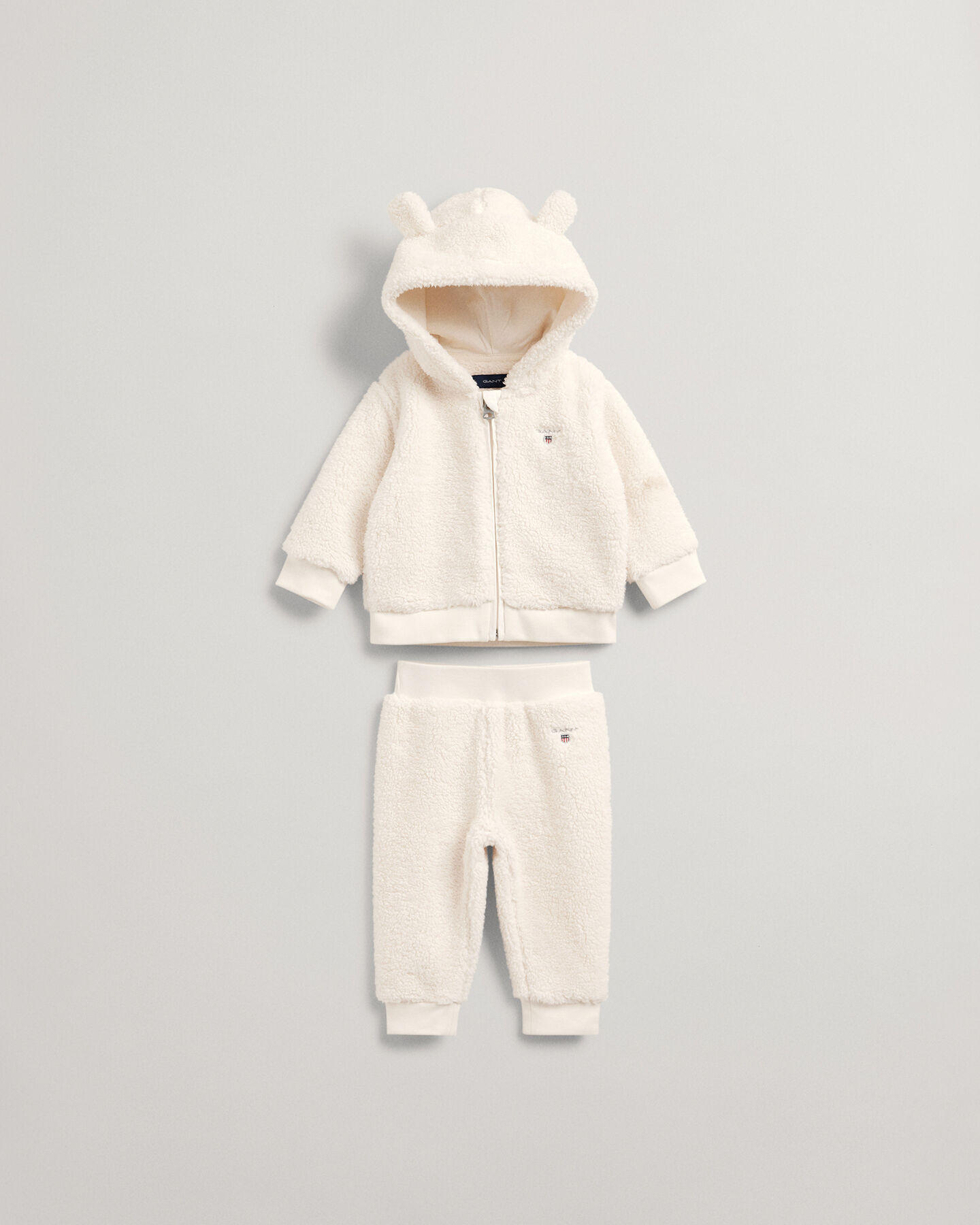 Baby set met hoodie met rits & broek van teddystof