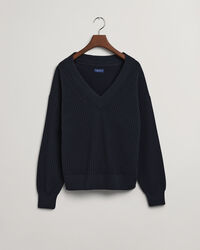 Sweater met V-hals van ribkatoen