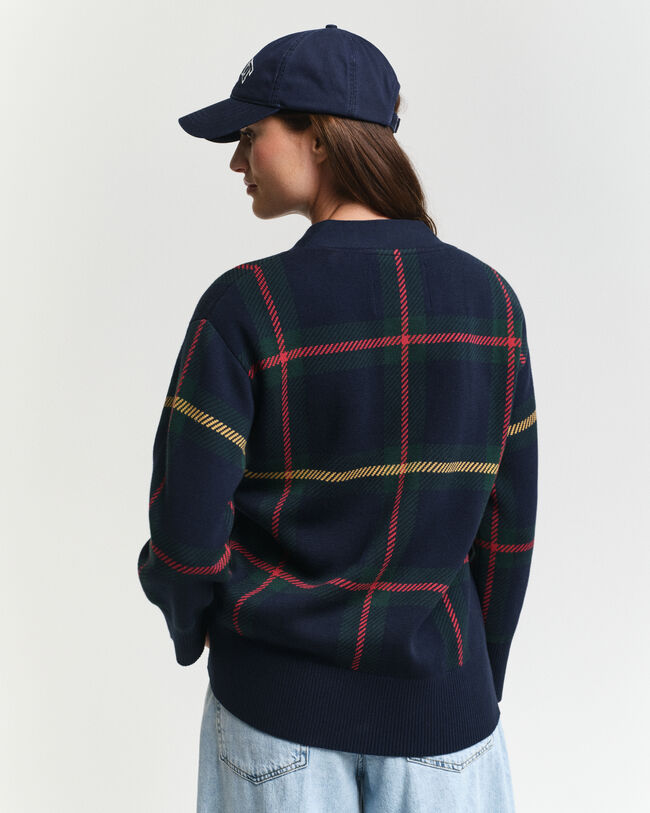 Geruit vest met V-hals