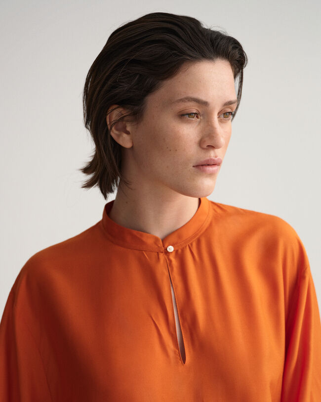 Popover blouse van lyocell en zijde