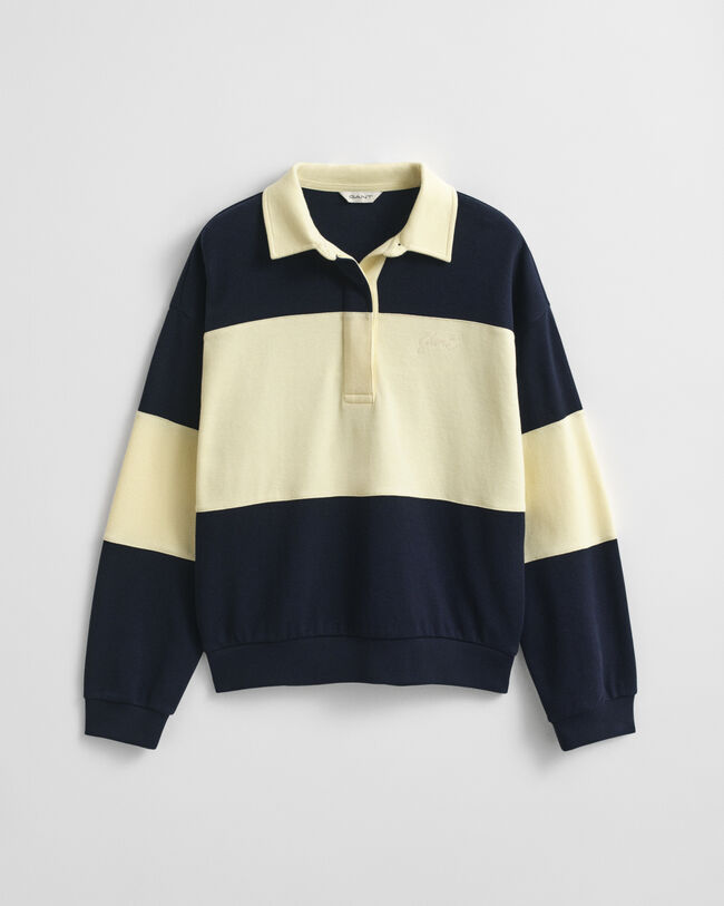 Rugger met piqué-textuur en kleurblokken