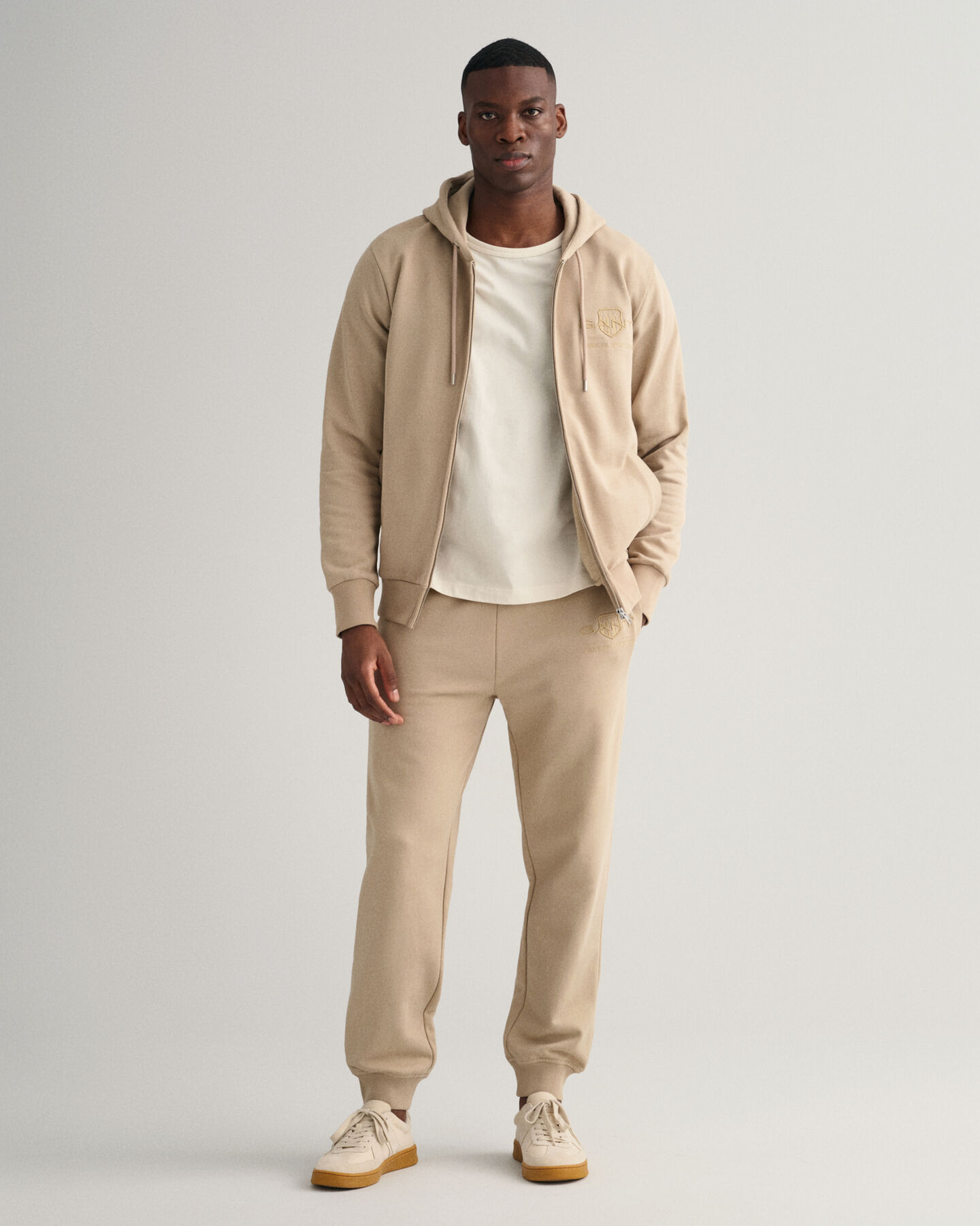 Tonal Shield hoodie met ritssluiting