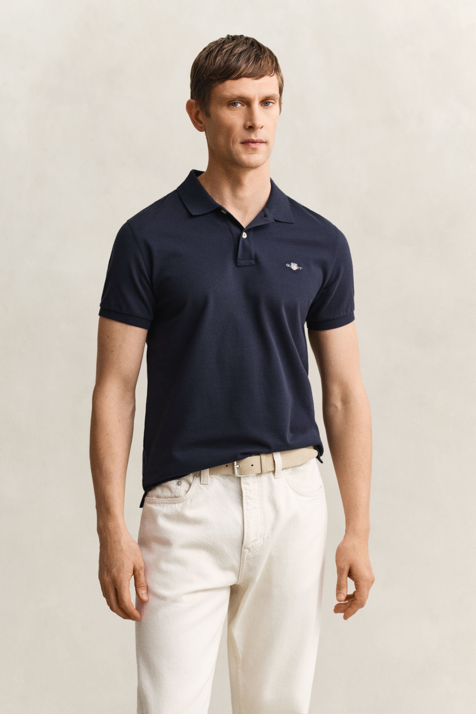 Slim Fit Shield piqué poloshirt