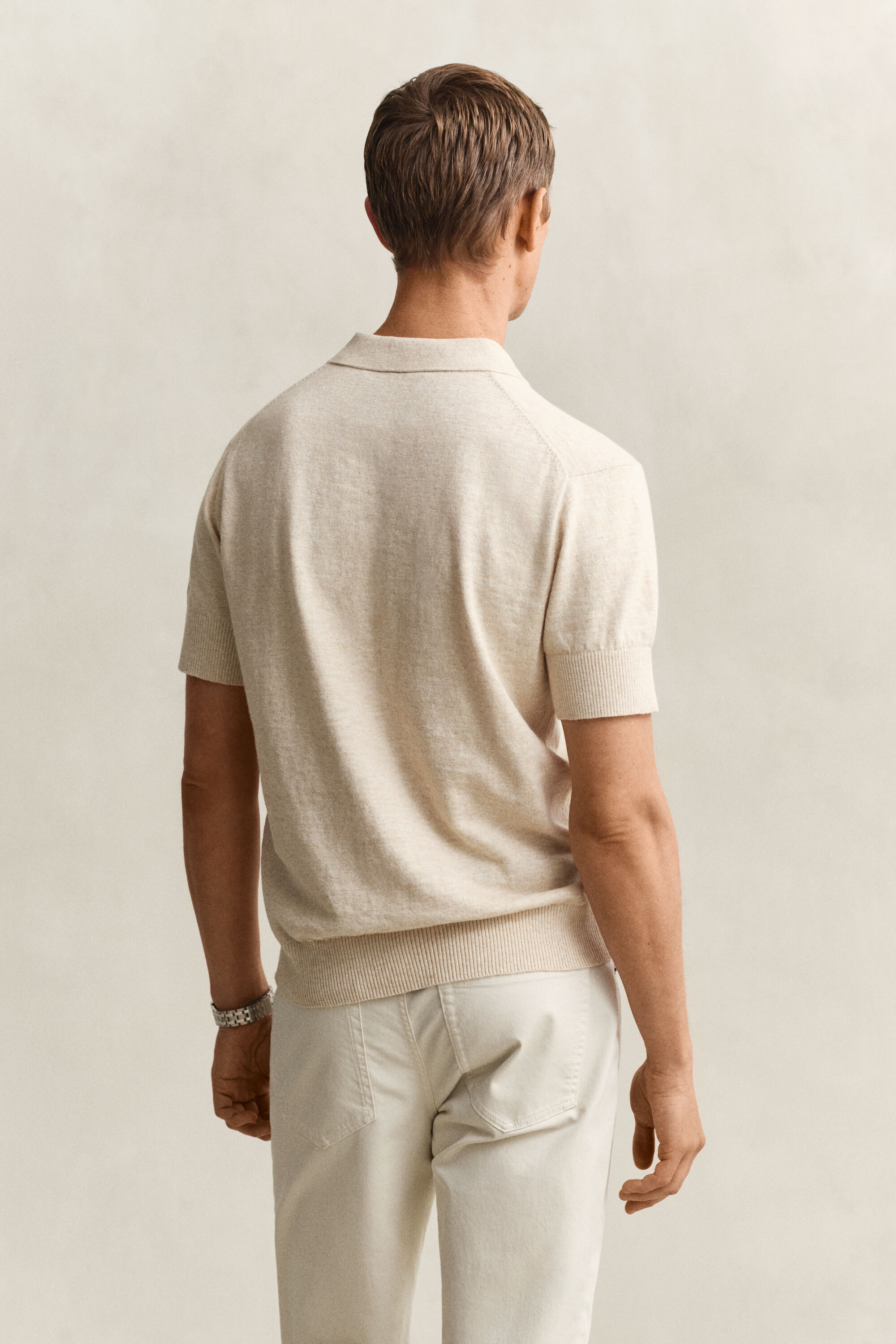 Polotrui met korte mouwen van ruwe katoenmix