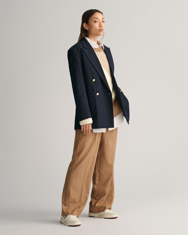 Color Blocked katoenen sweater met ronde hals