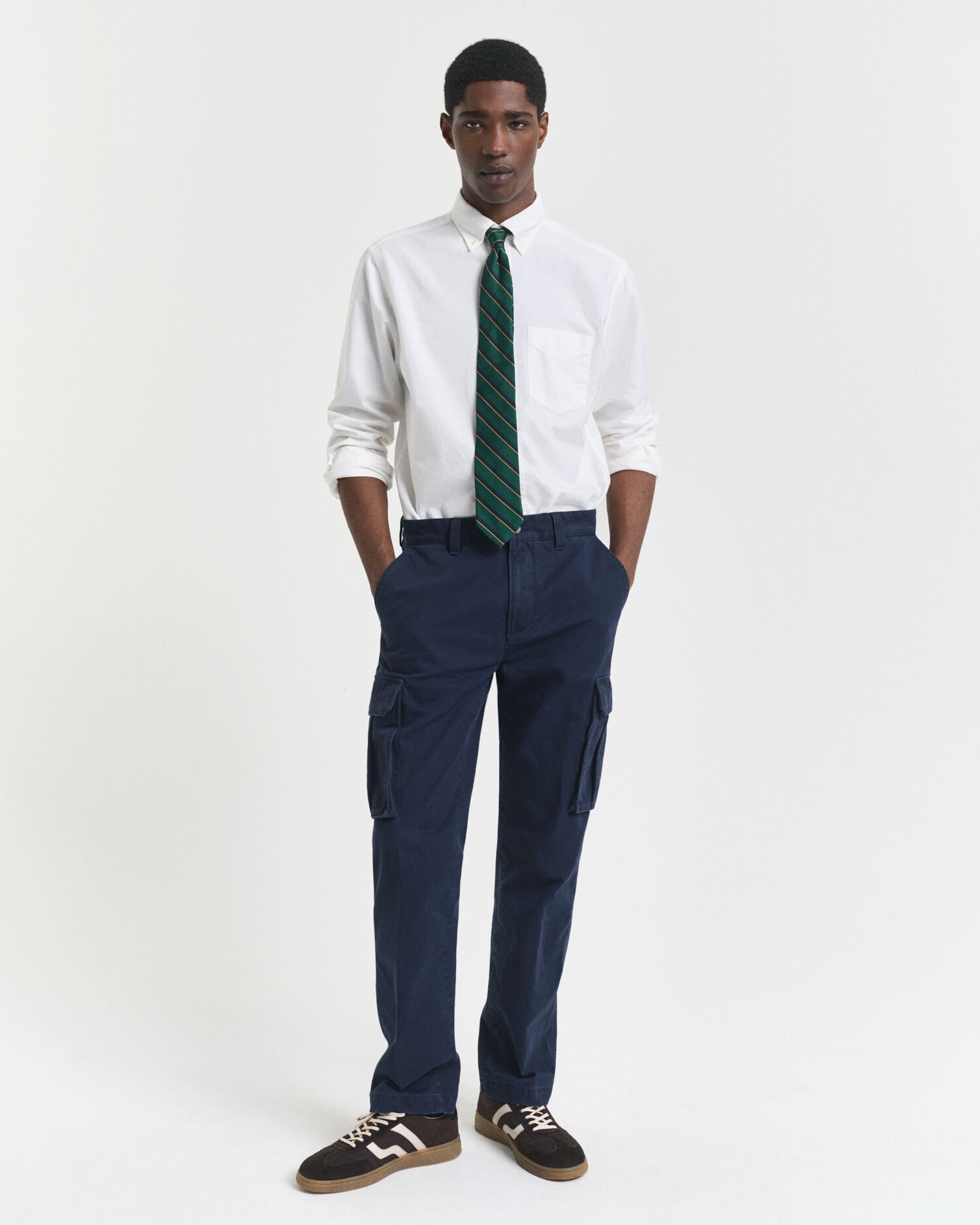 Regular Fit cargobroek van katoenkeper