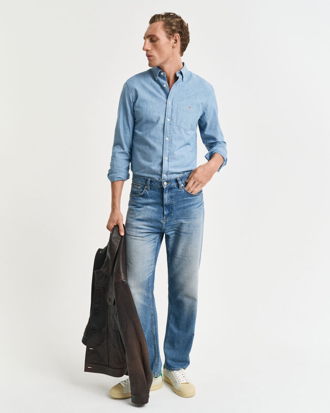 Regular Fit chambray overhemd