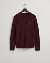 Lamswollen kabeltrui met ronde hals