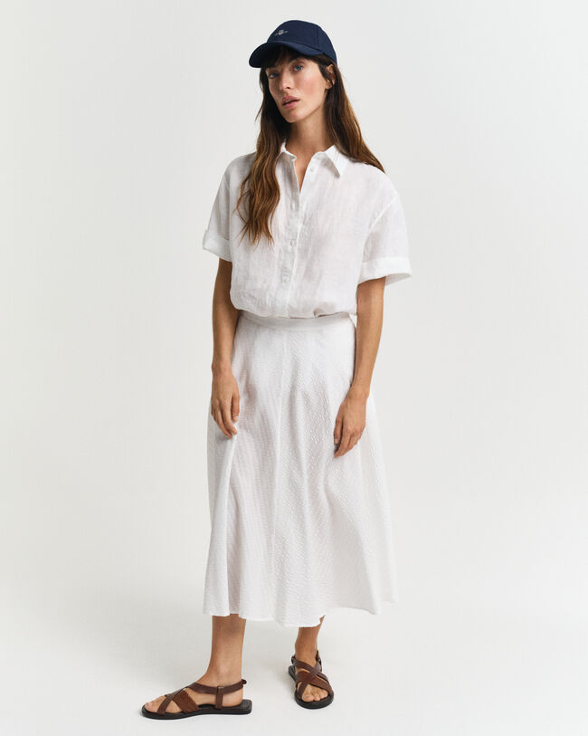 Seersucker rok met ton sur ton streepje