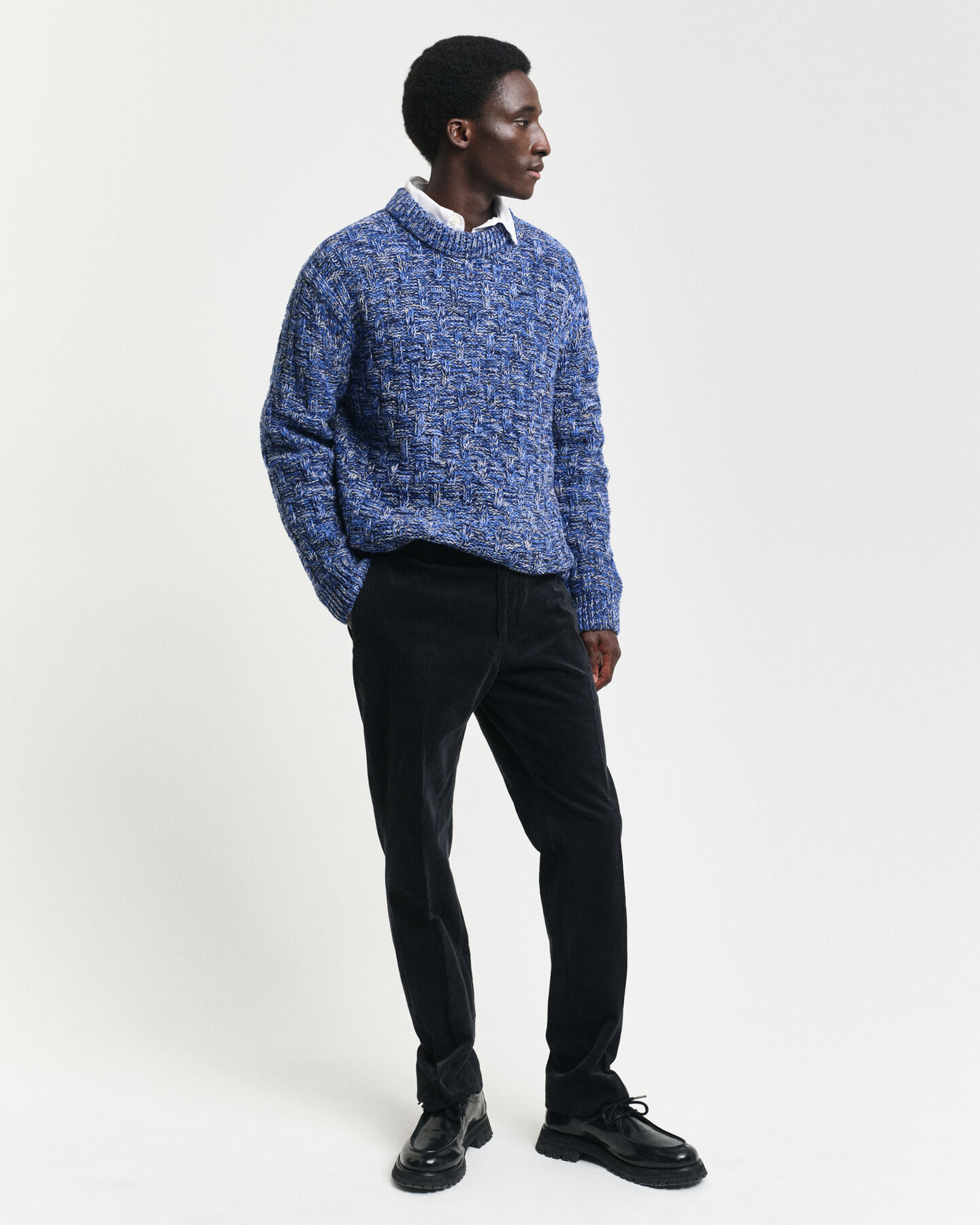 Trui met ronde hals van getextureerde wolmix