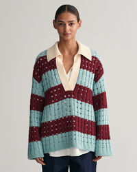 Oversized gebreide Rugger met brede streep