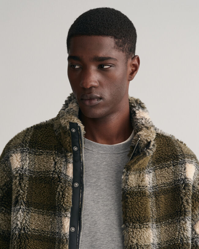 Geruit fleecejack met rits