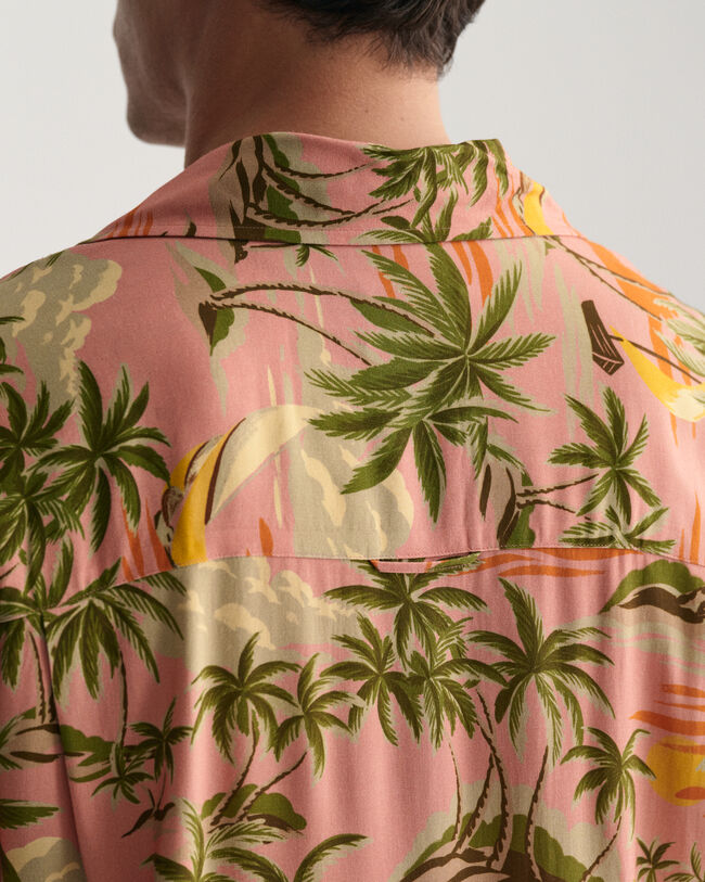Regular Fit Hawaiian Print overhemd met korte mouwen