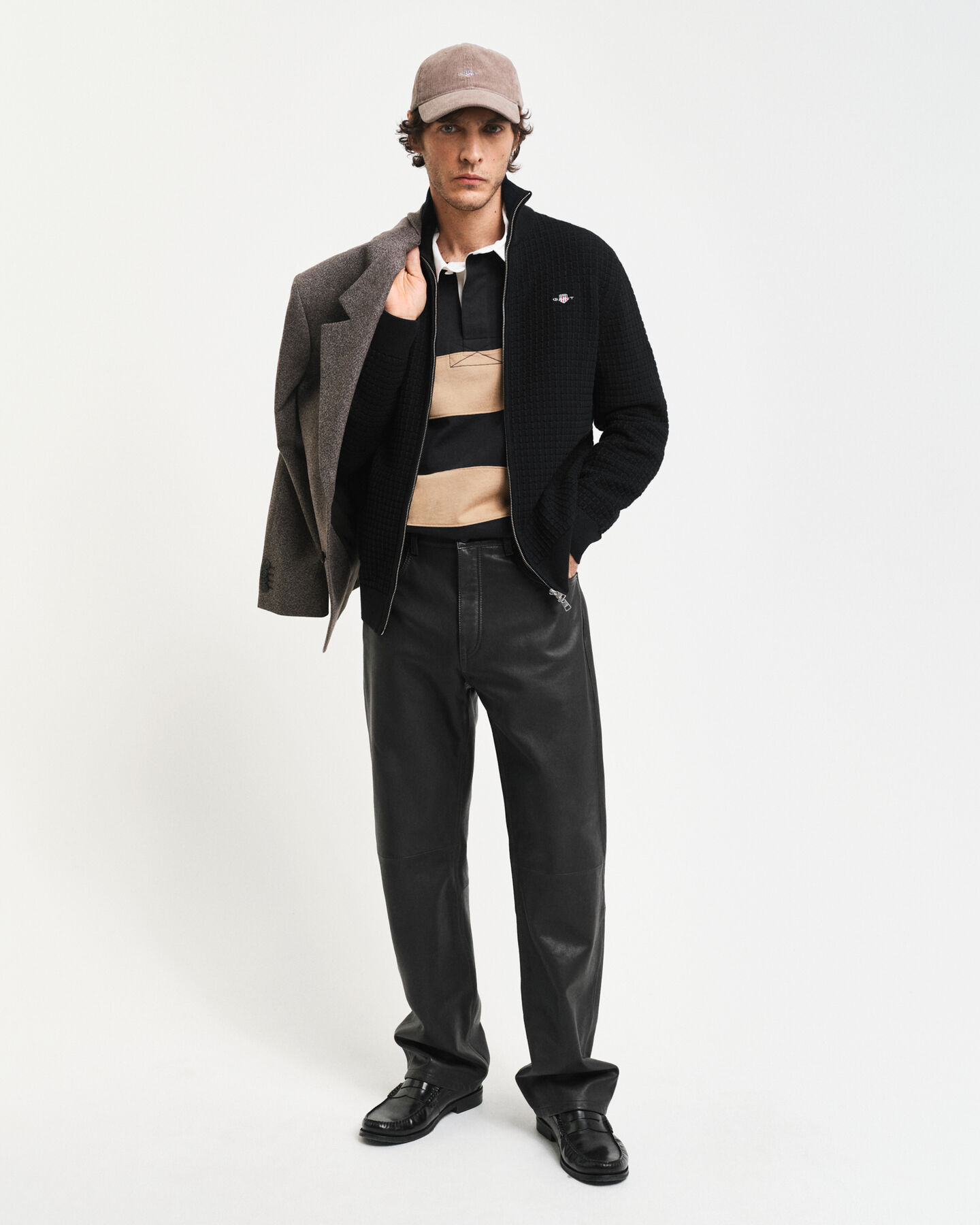 Katoenen vest met ritssluiting en textuur