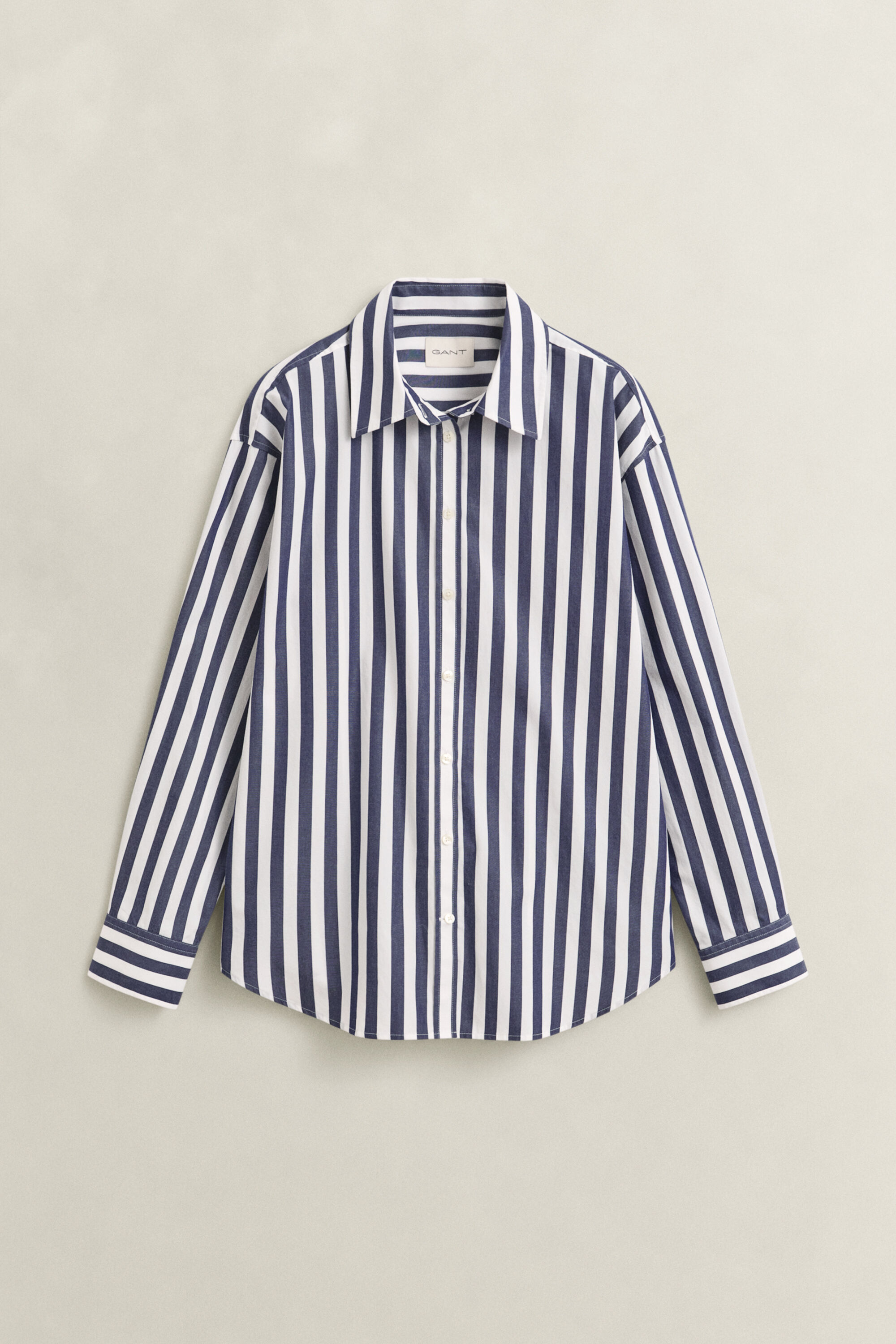 Relaxed fit poplin overhemd met strepen