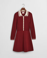 Ribgebreide jurk met contrast