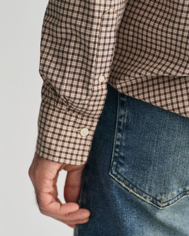 Regular Fit flanellen overhemd met microruitje