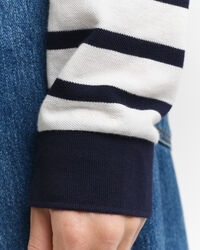 Piqué poloshirt met lange mouwen en Bretonse streep