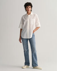 Relaxed Fit overhemd met korte mouwen van katoen en zijde