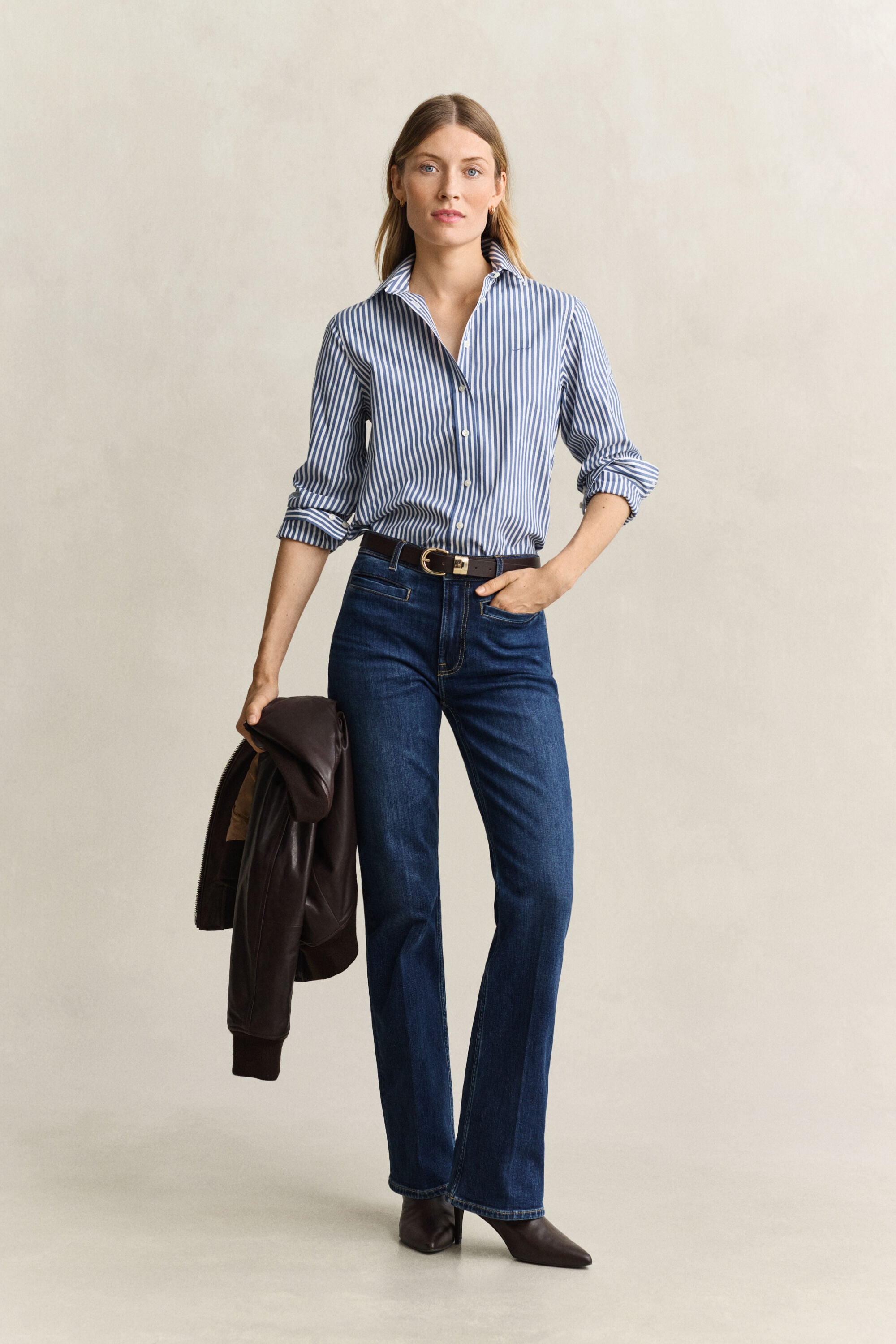 Classic Regular gestreept poplin overhemd