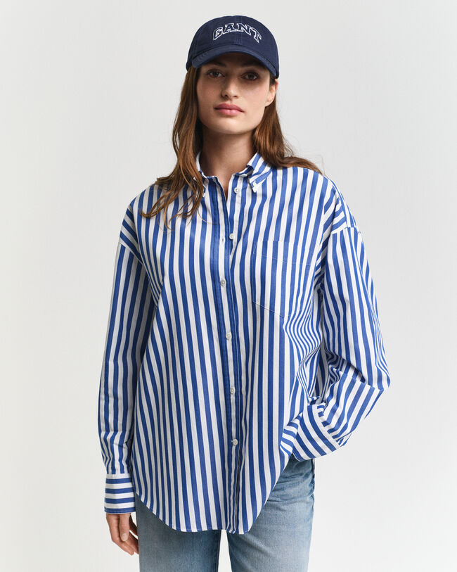Oversized Classic gestreept overhemd van poplin