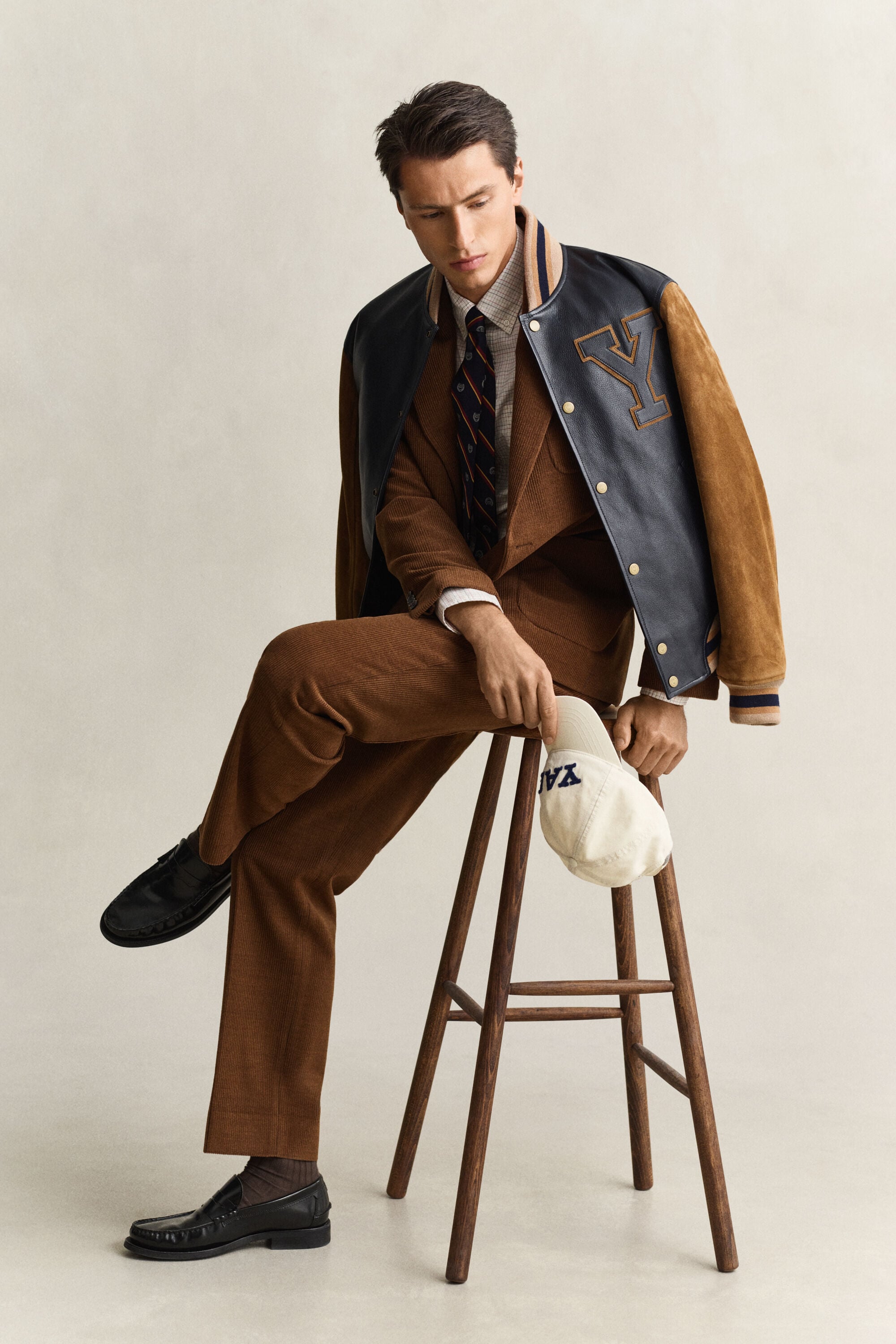 Gant x Yale blazer van wollen ribfluweel