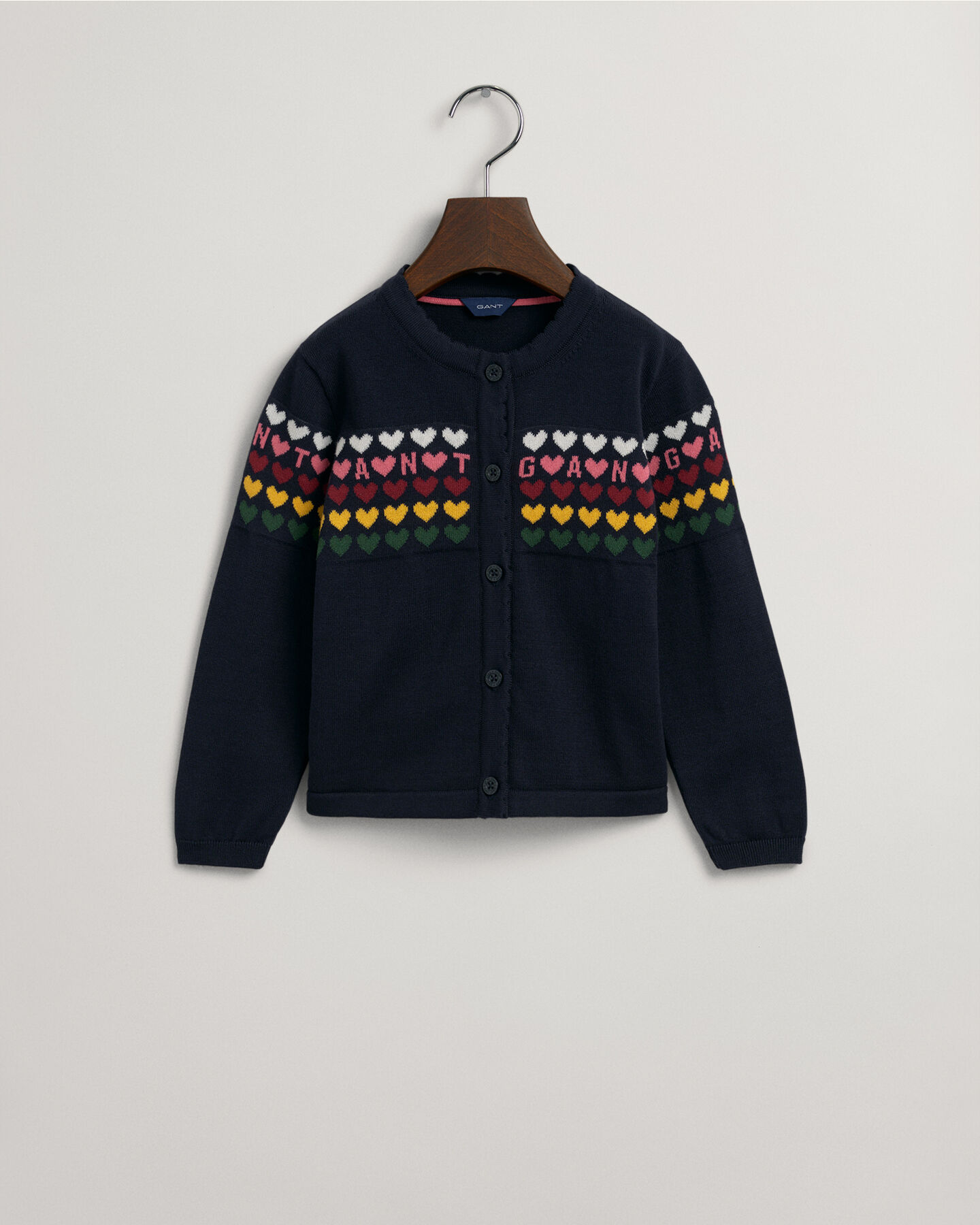 Girls gebreid vest met hartjes