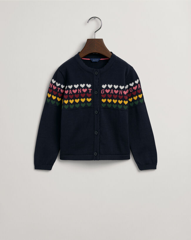 Girls gebreid vest met hartjes