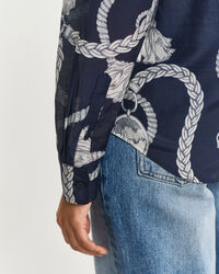 Regular Fit Sailing-print overhemd van katoen en zijde